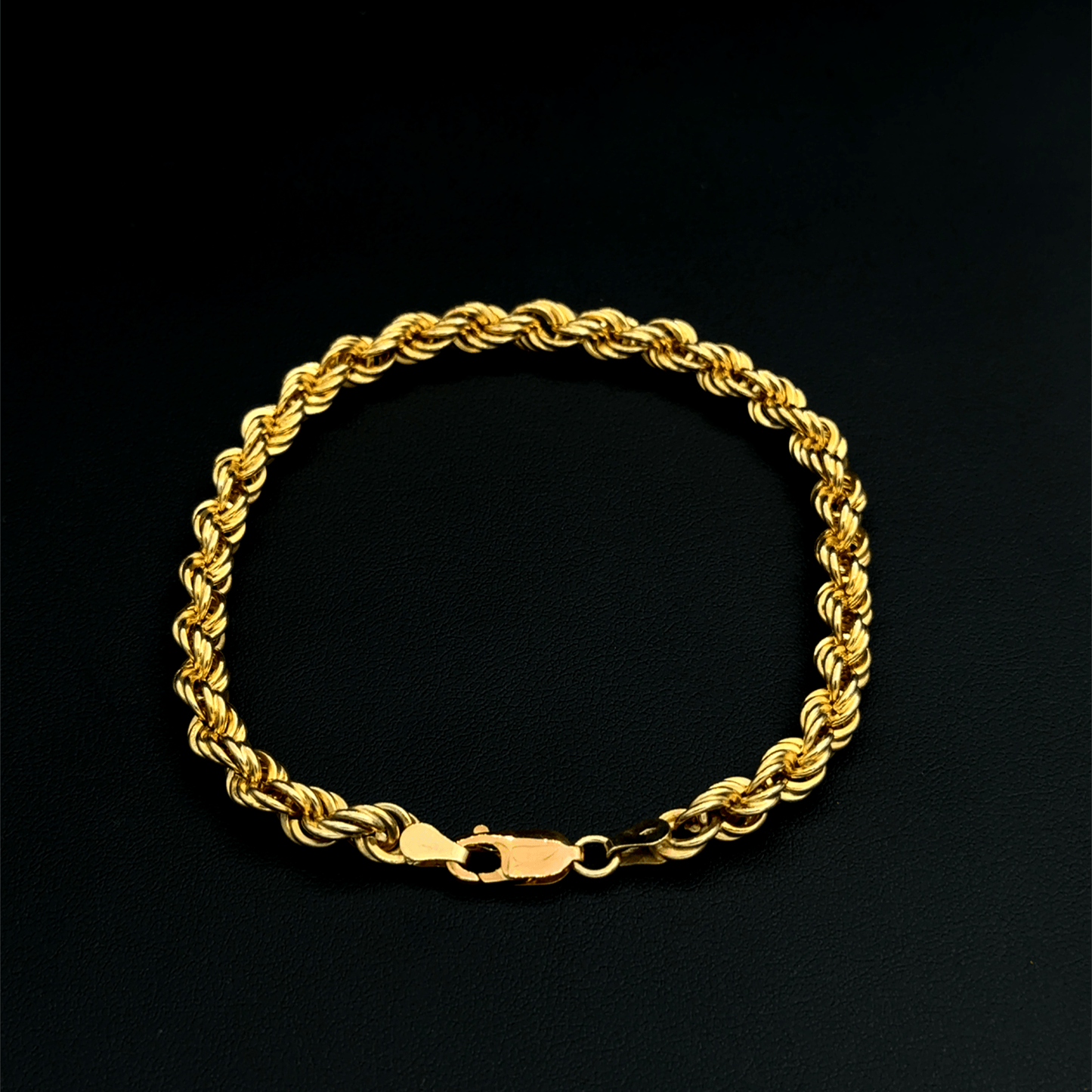 9CT Yellow Gold Pre-Owned Solid Rope Bracelet - 9"- 24.2G