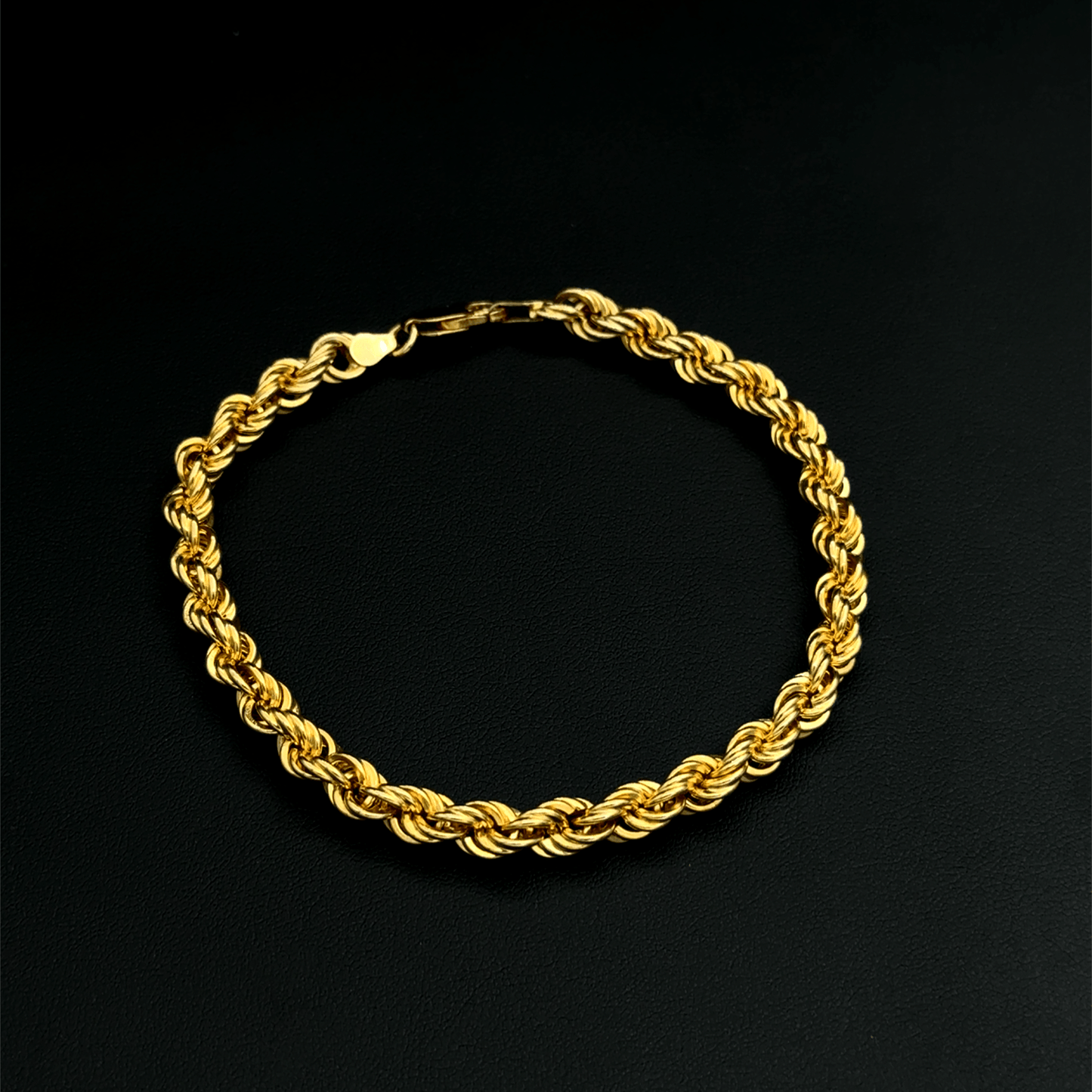9CT Yellow Gold Pre-Owned Solid Rope Bracelet - 9"- 24.2G