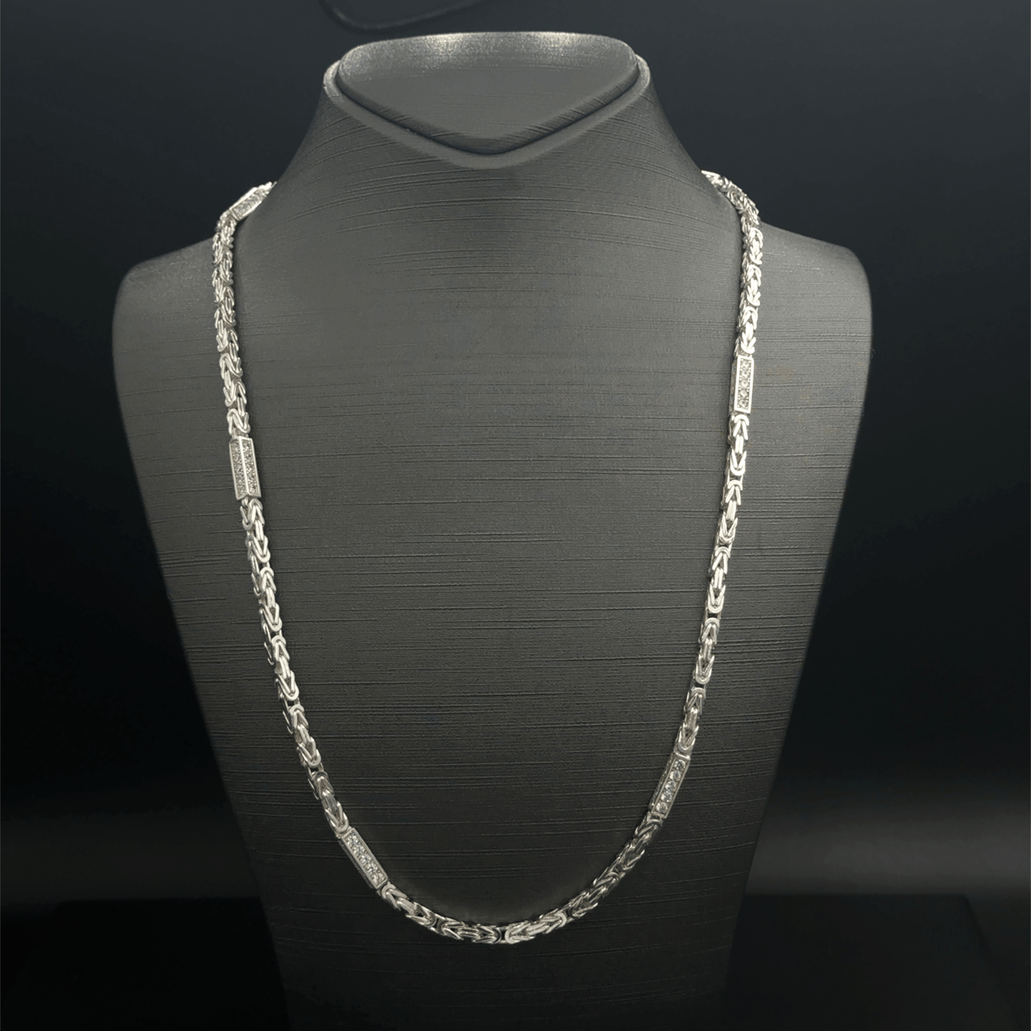 925 Sterling Silver CZ Franco Bar Chain - 22"- 56.4G