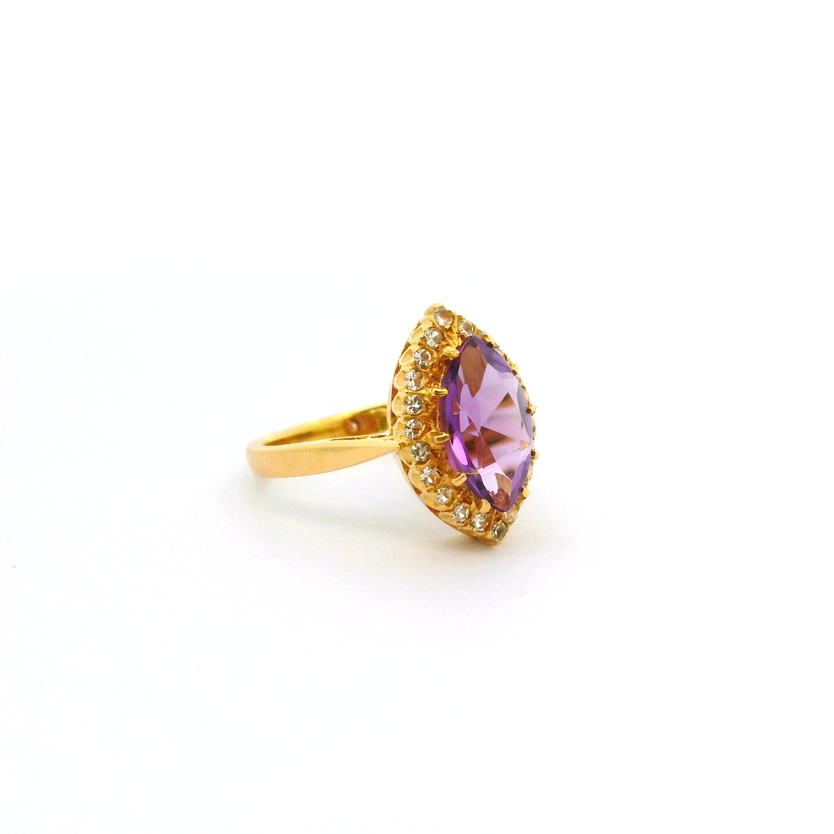 18ct cz purple marquise cut centre ring