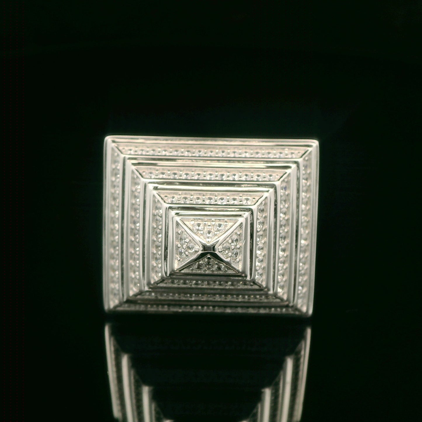 925 Sterling Silver Pyramid CZ Ring - Size W"- 15.3G