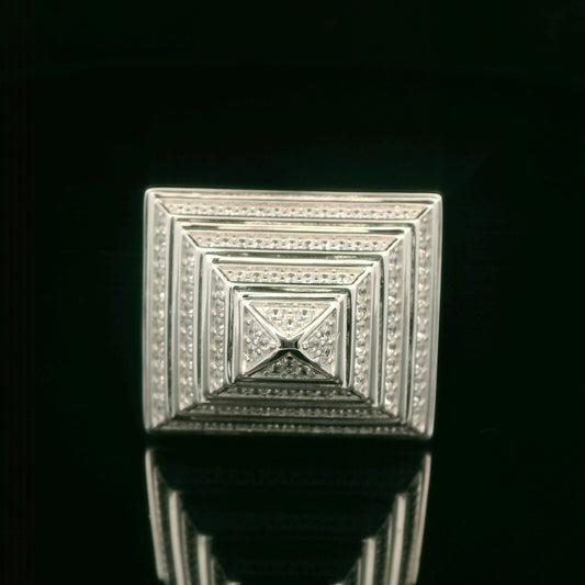 925 Sterling Silver Pyramid CZ Ring - Size W"- 15.3G