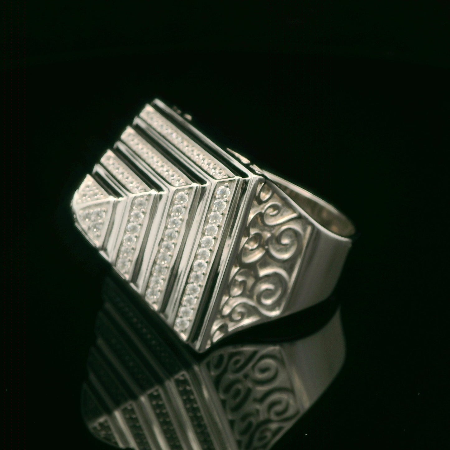 925 Sterling Silver Pyramid CZ Ring - Size W"- 15.3G
