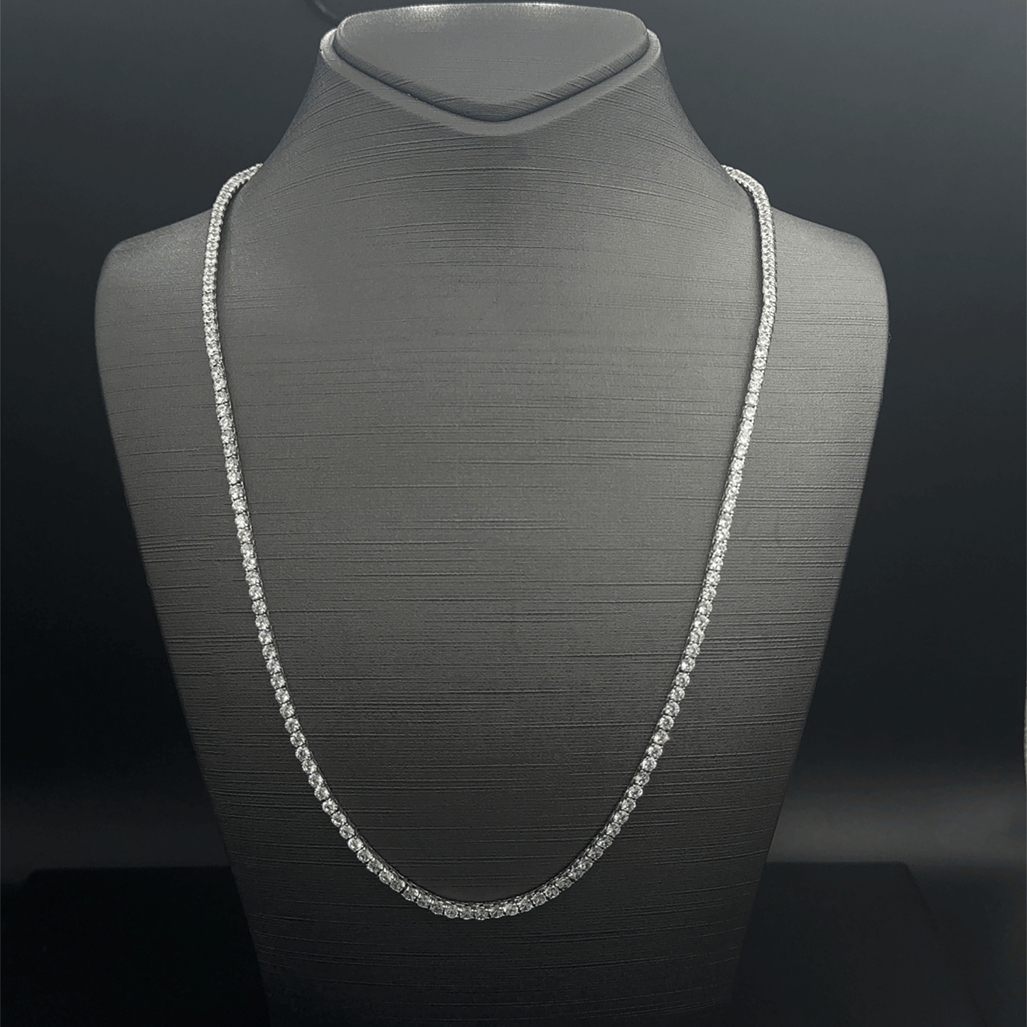 925 Sterling Silver CZ Necklace - 24"- 27.1G