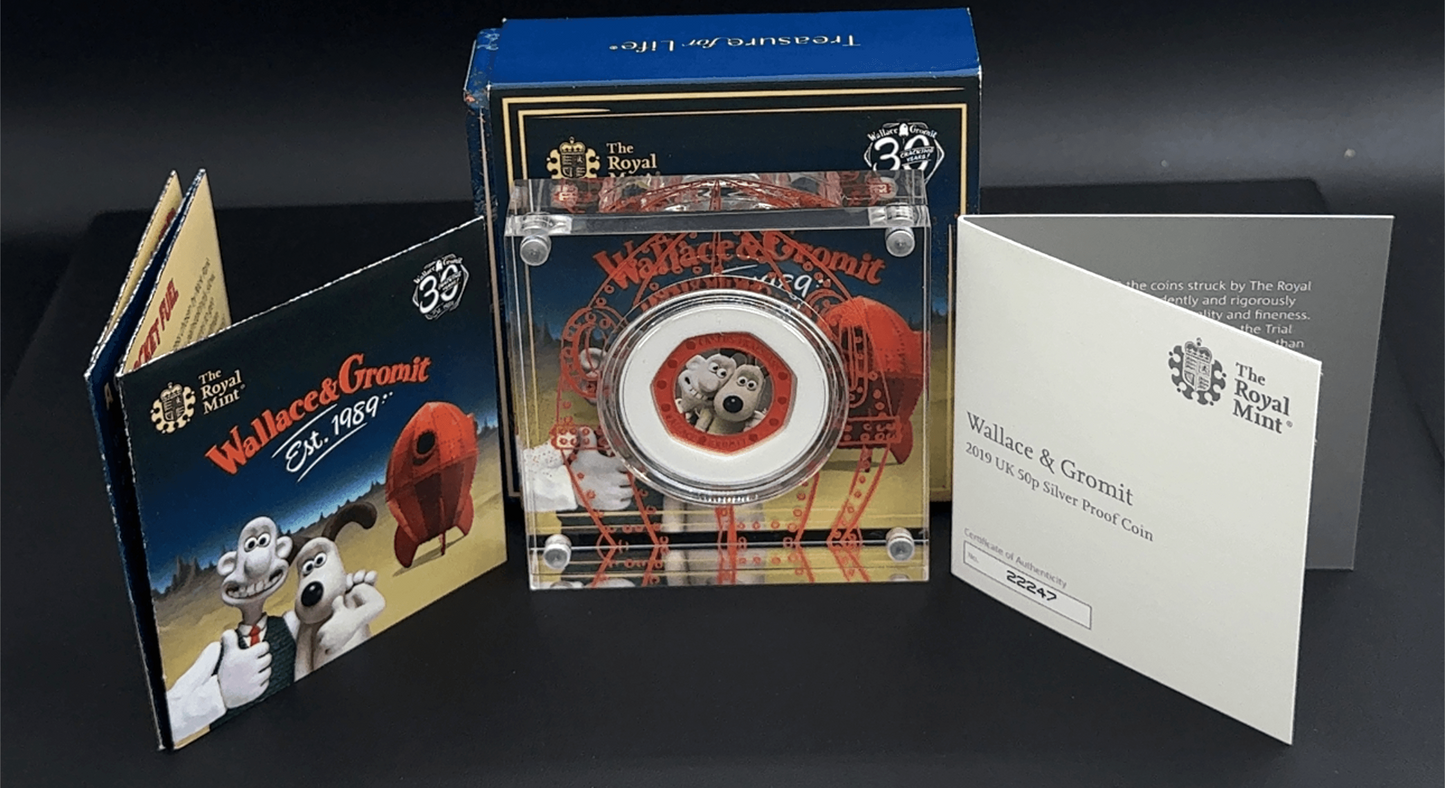 Sterling Silver Wallace & Gromit 30 years Commerative Coin