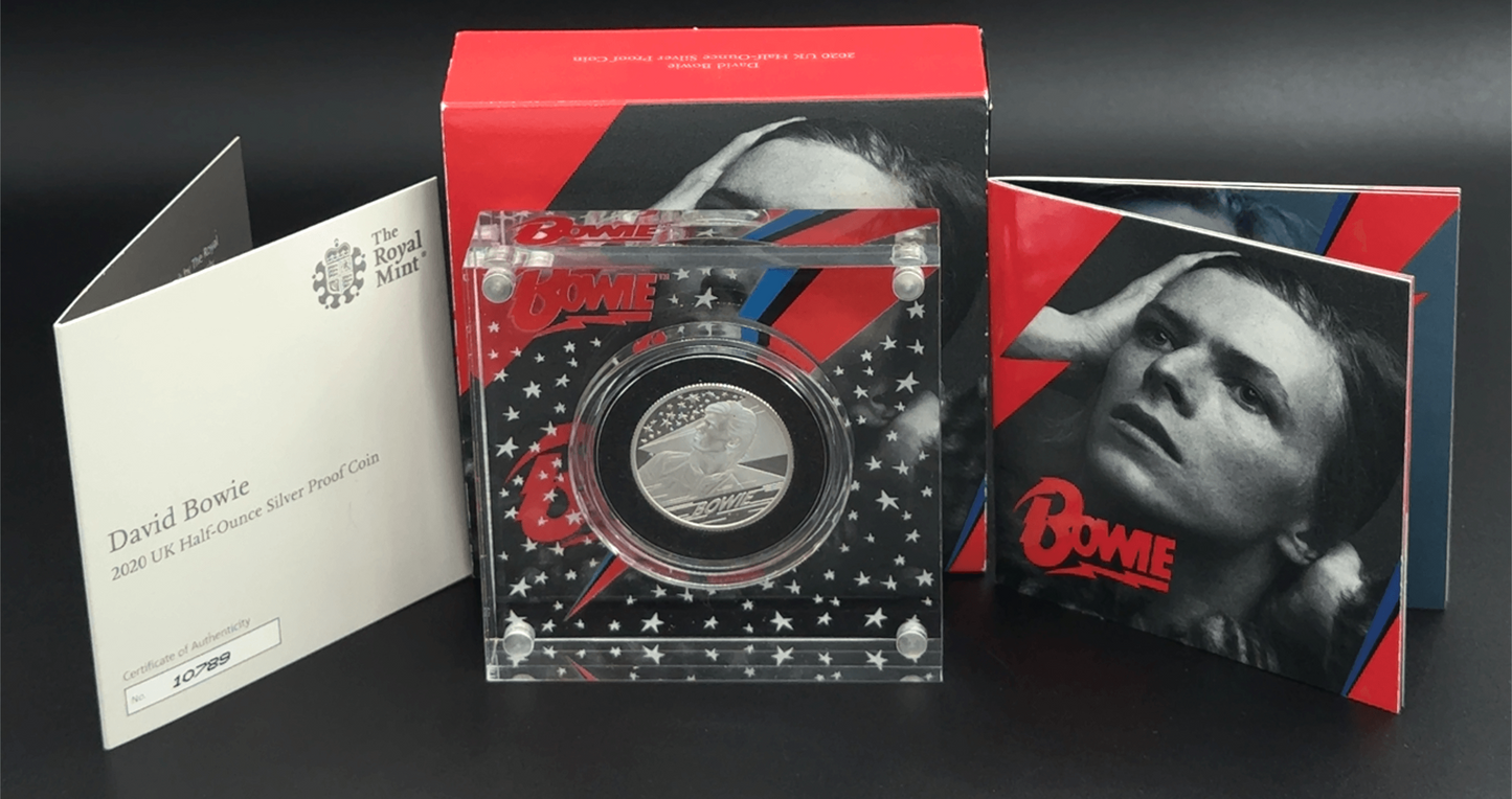 Fine Silver David Bowie 2020 UK Half Ounce Silver Proof Coin