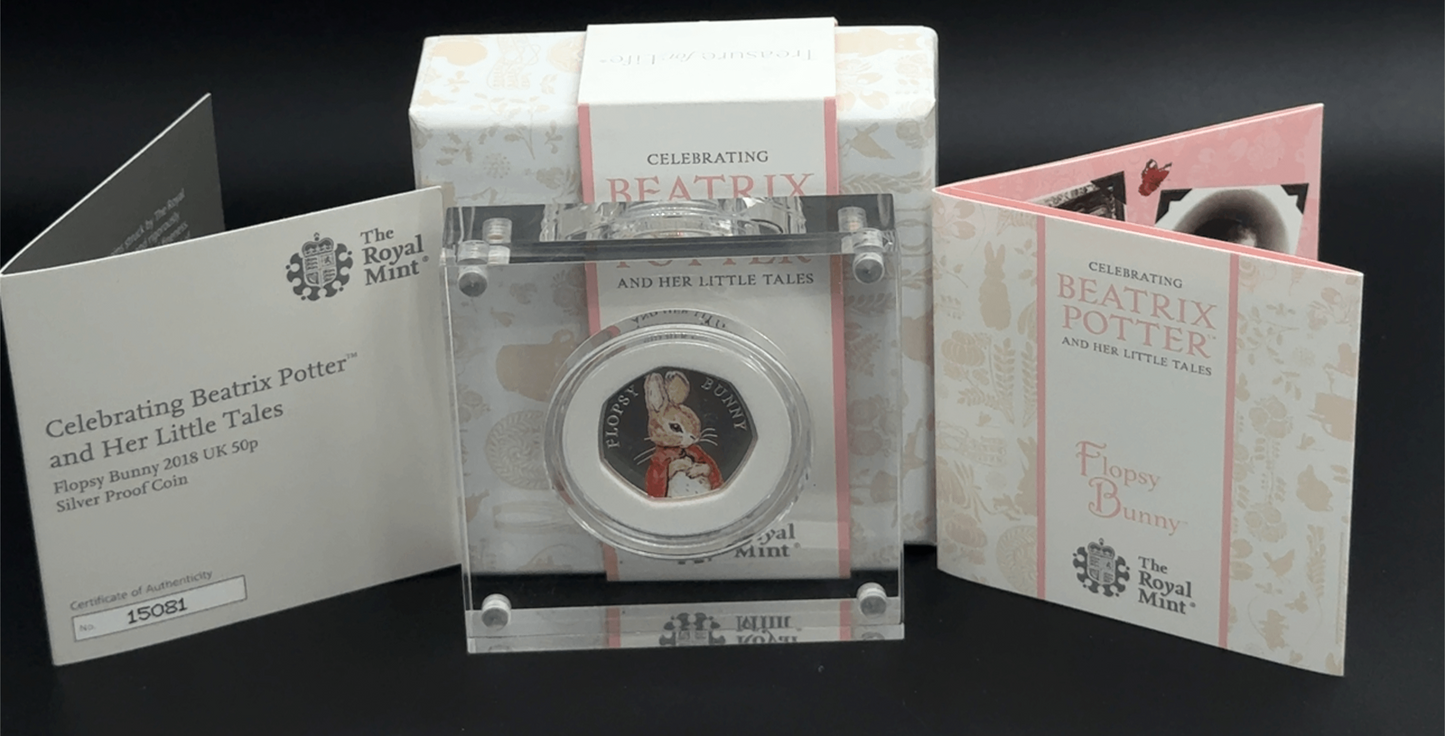 Sterling Silver Beatrix Potter, Flopsy Bunny Commerative Coin