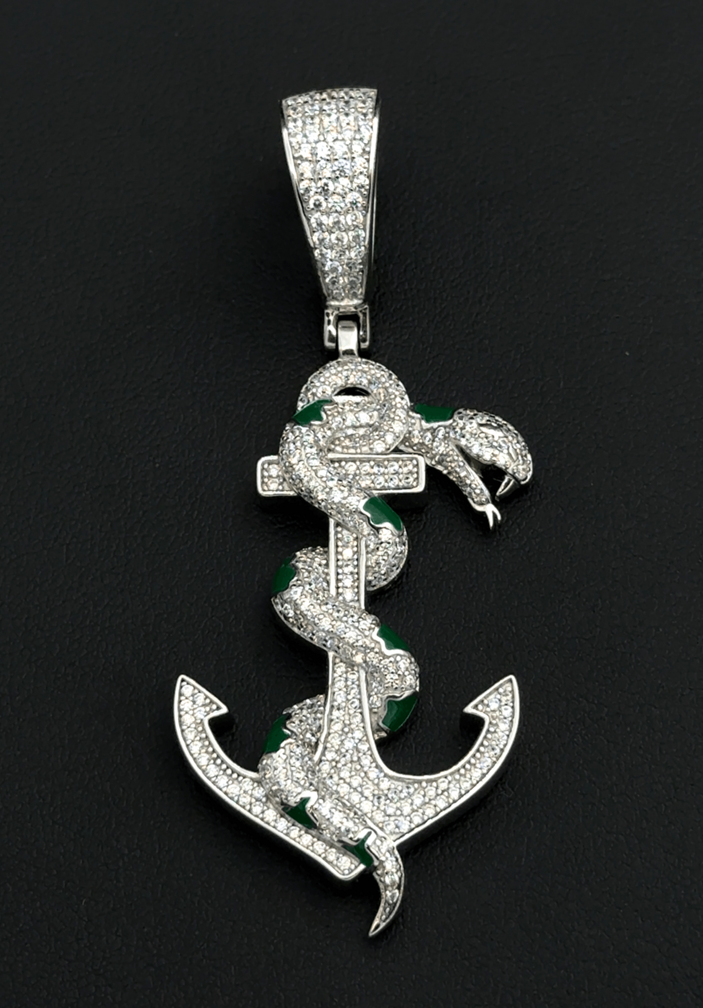 925 Sterling Silver Snake Anchor Pendant 12.6G