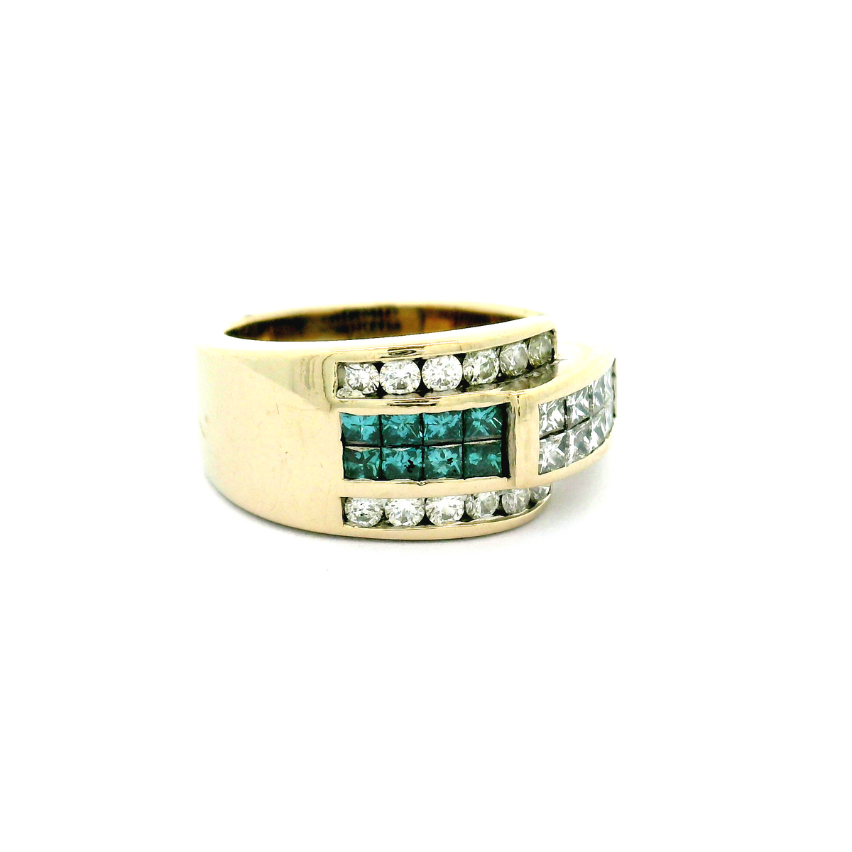 18ct Diamond White and Blue Crossover Ring