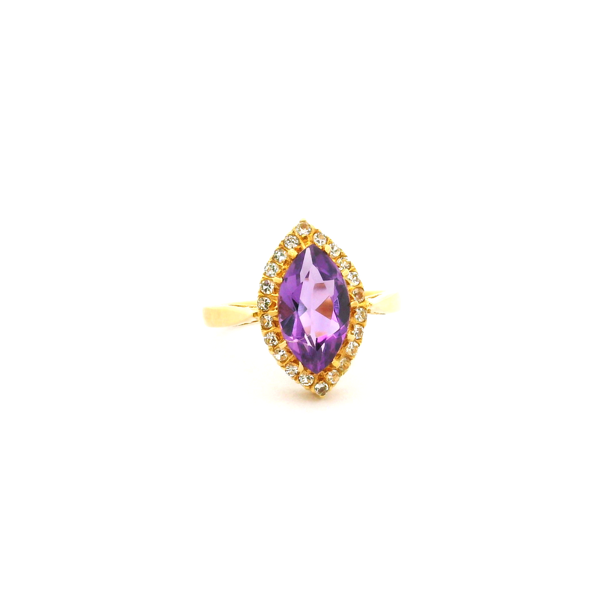 18ct cz purple marquise cut centre ring