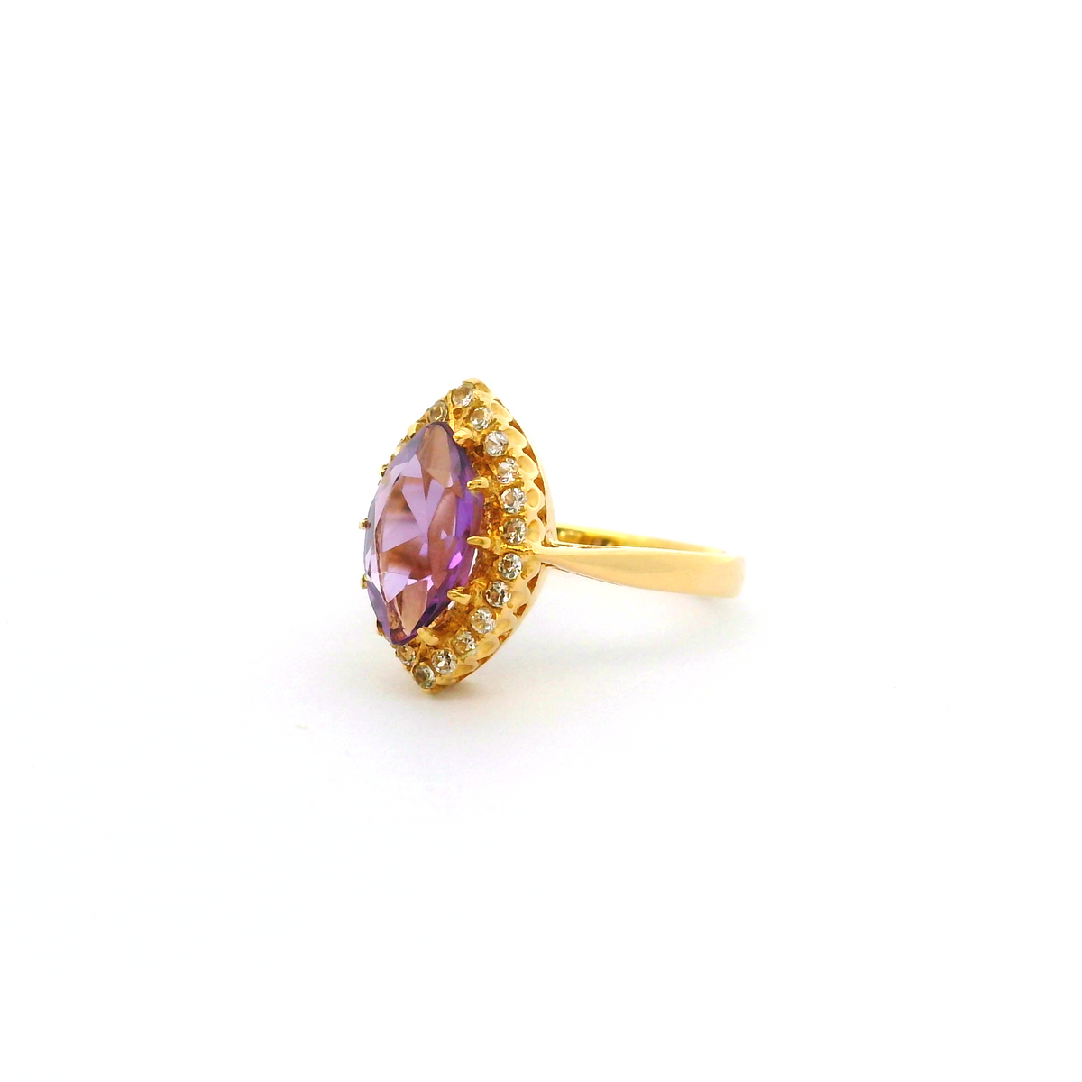18ct cz purple marquise cut centre ring