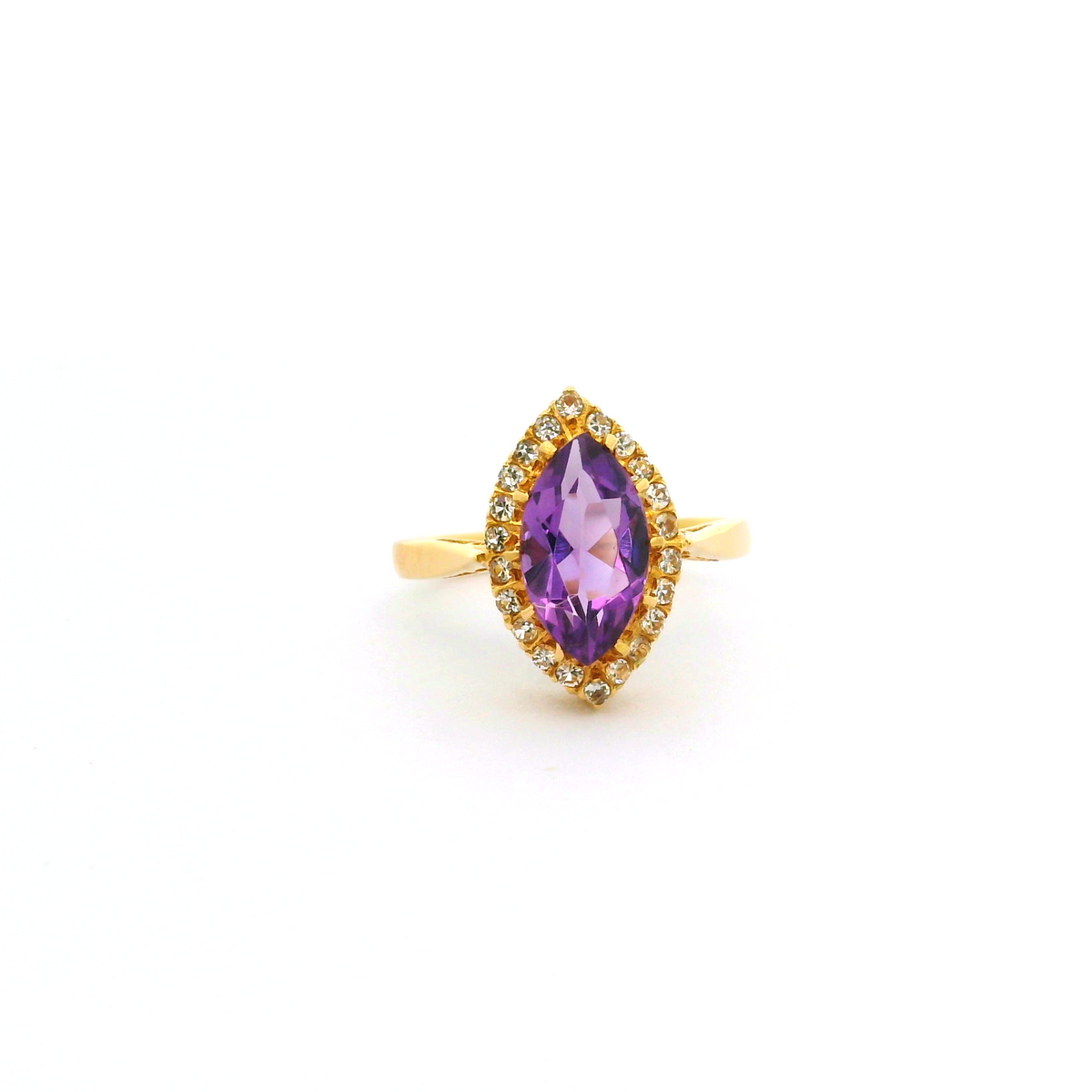 18ct cz purple marquise cut centre ring