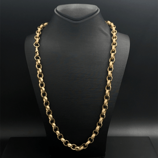 9CT Yellow Gold Preowned Pattern Belchor Chain - 26"- 81.8G -