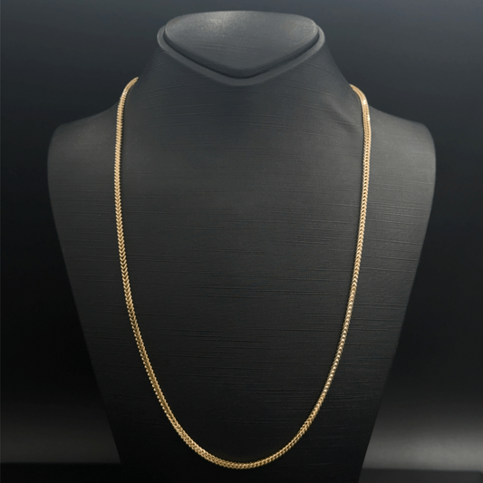 9CT Yellow Gold Preowned Thin Franco Chain - 24" - 13.6G -