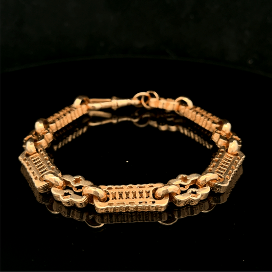 9CT  Pre-Owned Rose Gold Stars & Bars Bracelet - 8.5""- 21.6G
