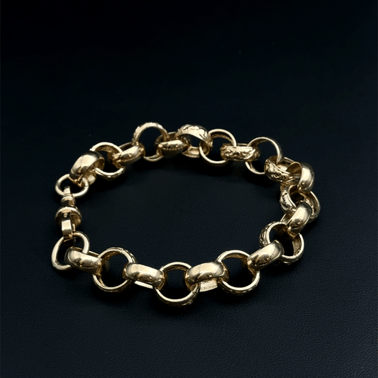 9CT Brand New Yellow Gold Belchor Bracelet - 8.5""- 26G
