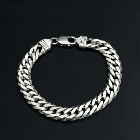 925 Sterling Double Link Curb Bracelet  - 9"- 41.8g
