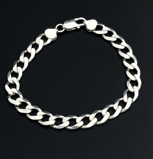 925 Sterling Curb Bracelet  - 8"- 18.9G