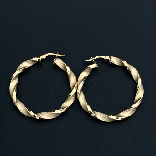 9CT Yellow Gold 3.5G Twisted Hoops
