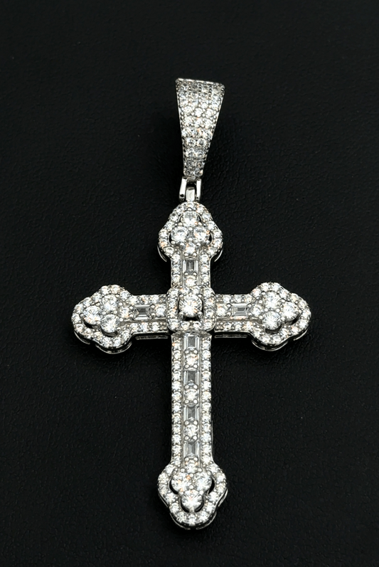925 Sterling Silver CZ cross 14.4G