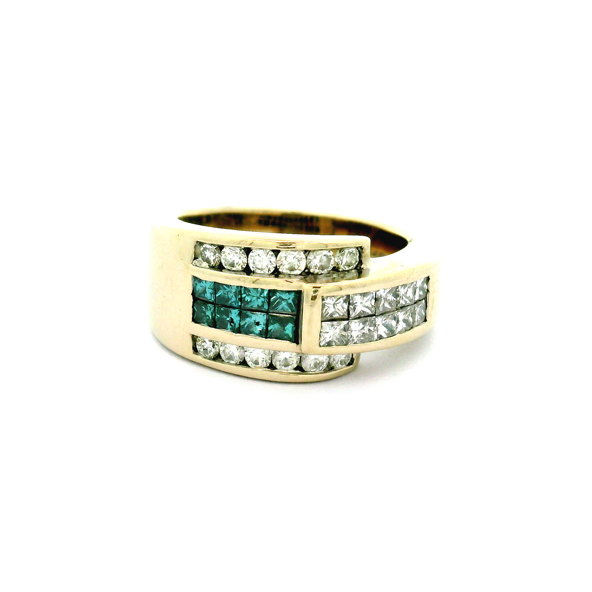 18ct Diamond White and Blue Crossover Ring