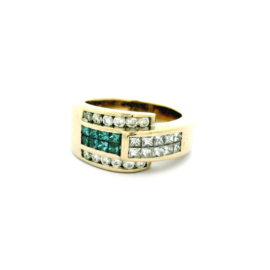 18ct Diamond White and Blue Crossover Ring