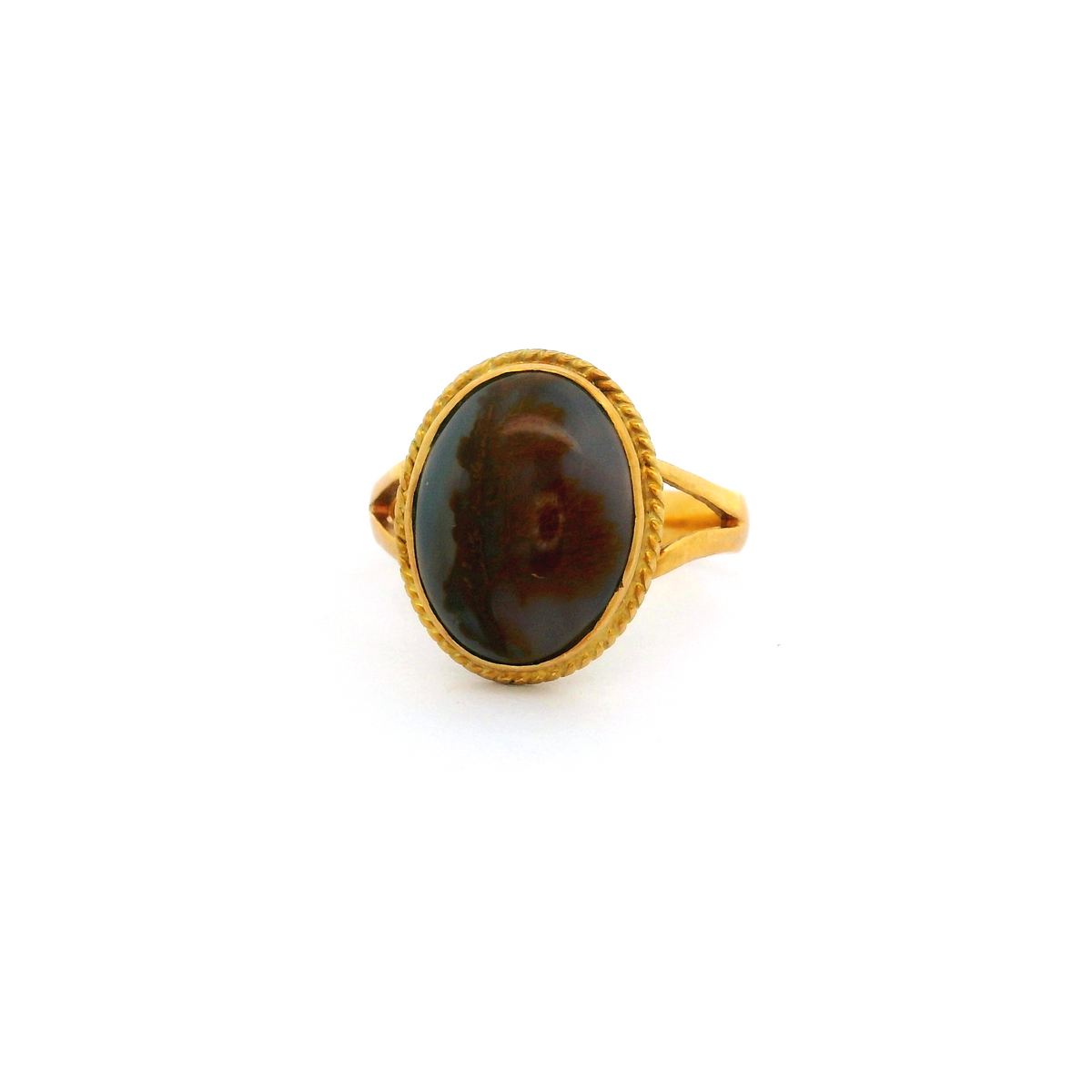 18ct Moss Agate Victorian Ring