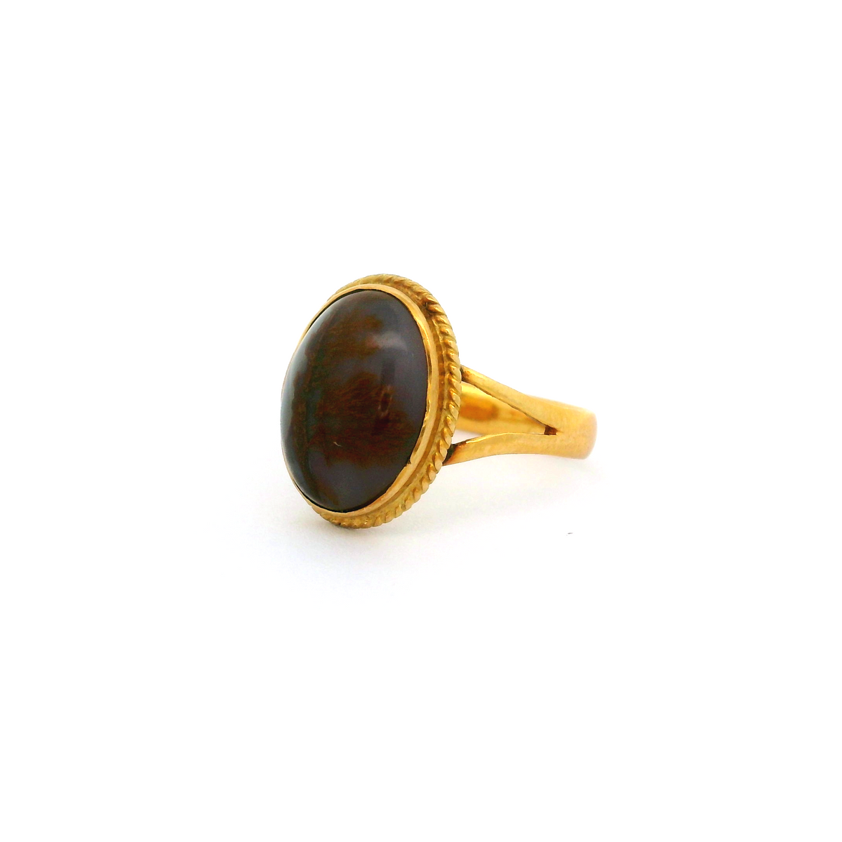 18ct Moss Agate Victorian Ring