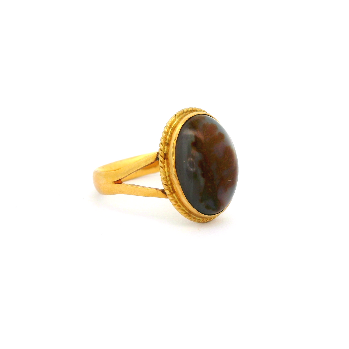 18ct Moss Agate Victorian Ring