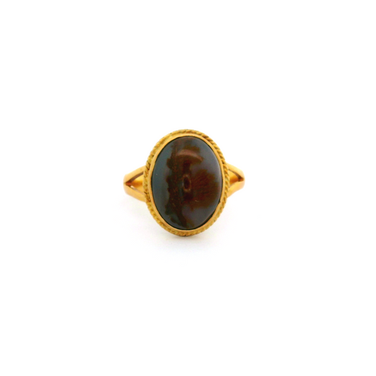 18ct Moss Agate Victorian Ring