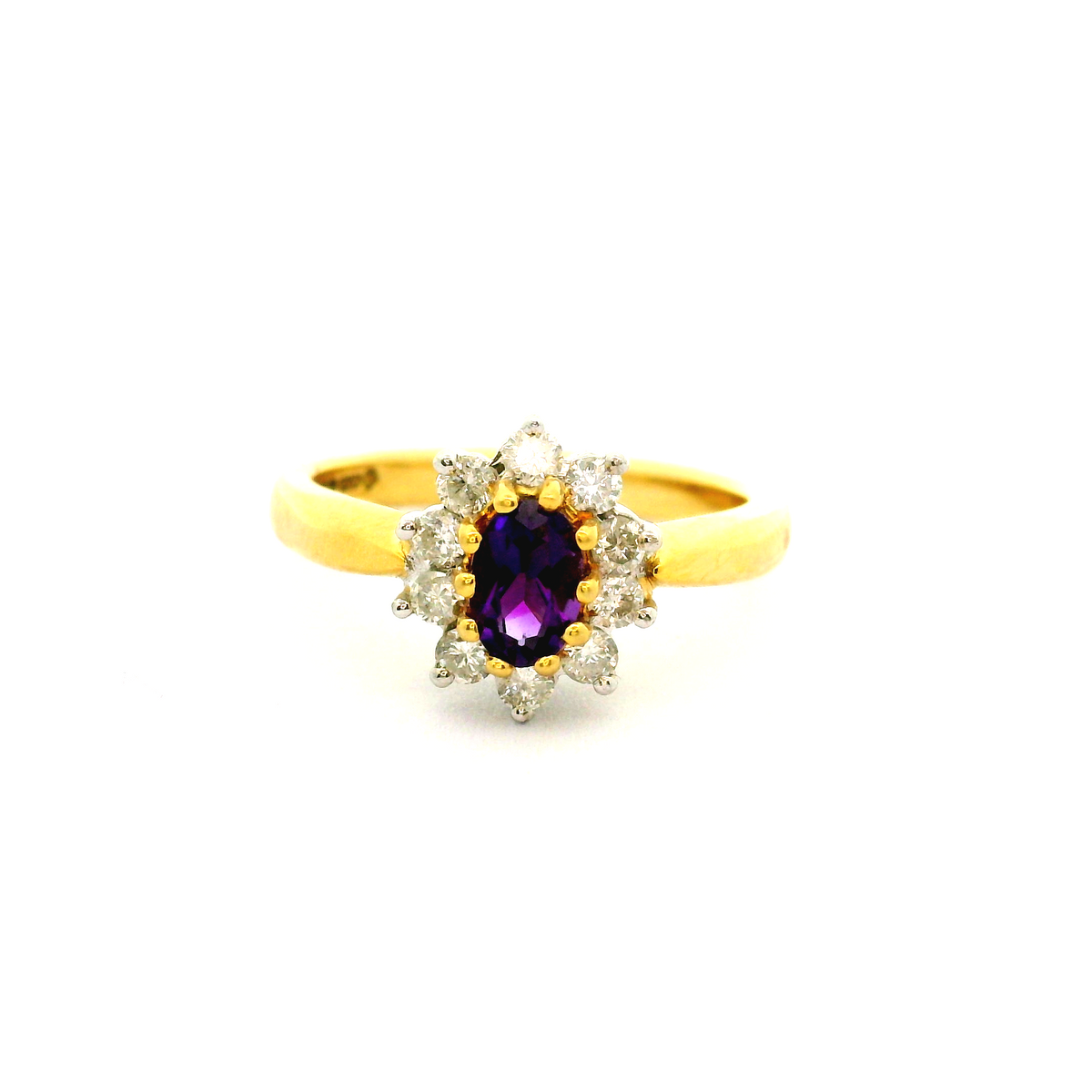18ct Amythyst & Diamond Ring