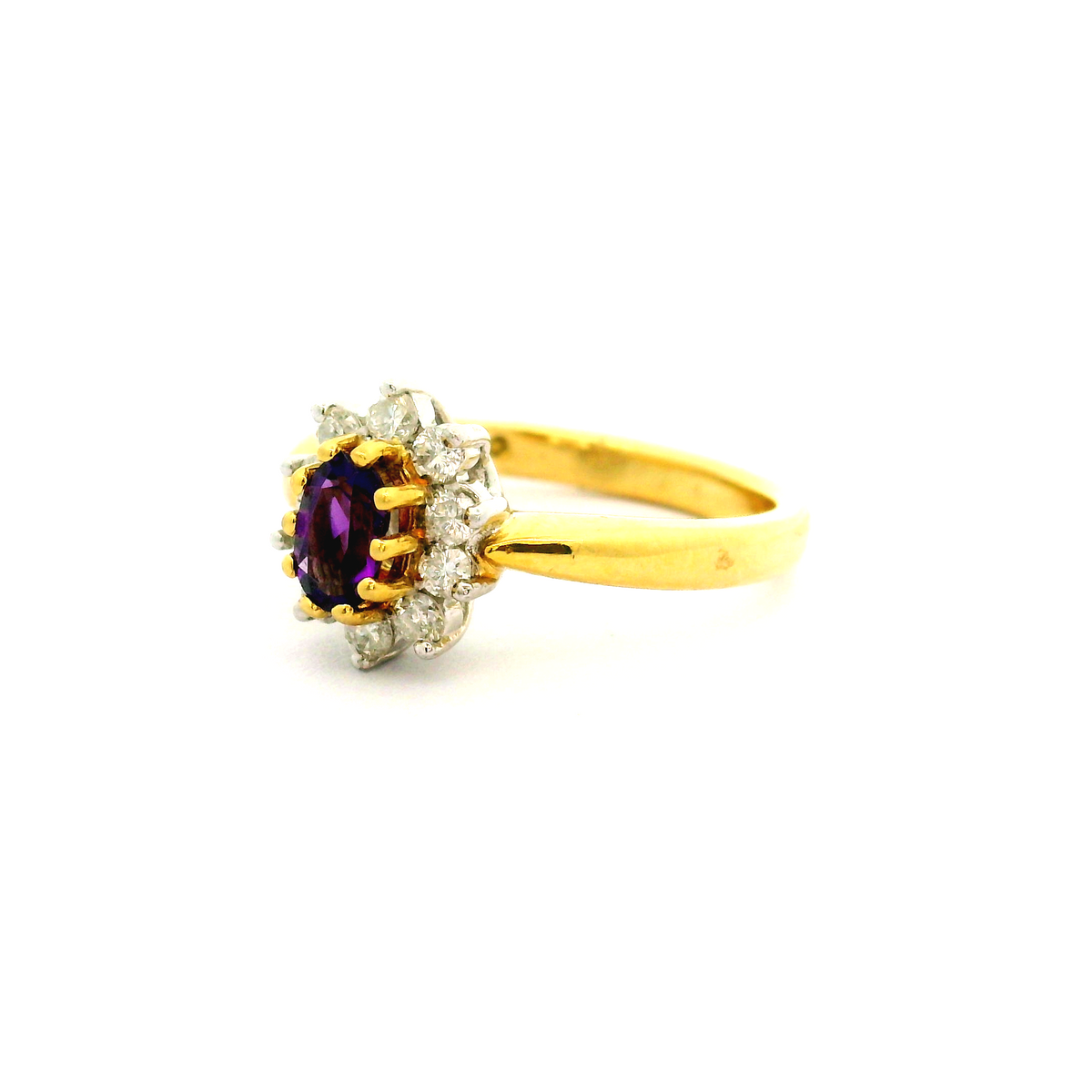 18ct Amythyst & Diamond Ring