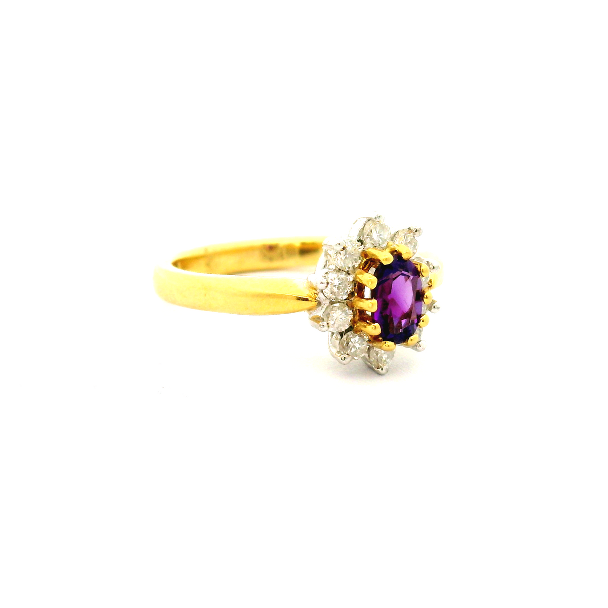 18ct Amythyst & Diamond Ring