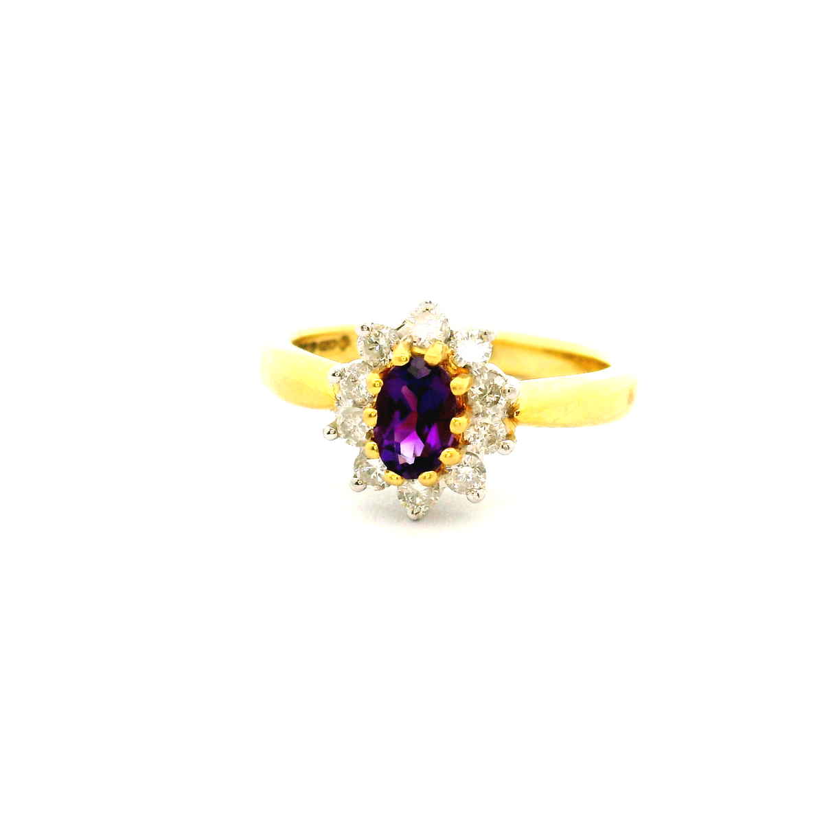 18ct Amythyst & Diamond Ring