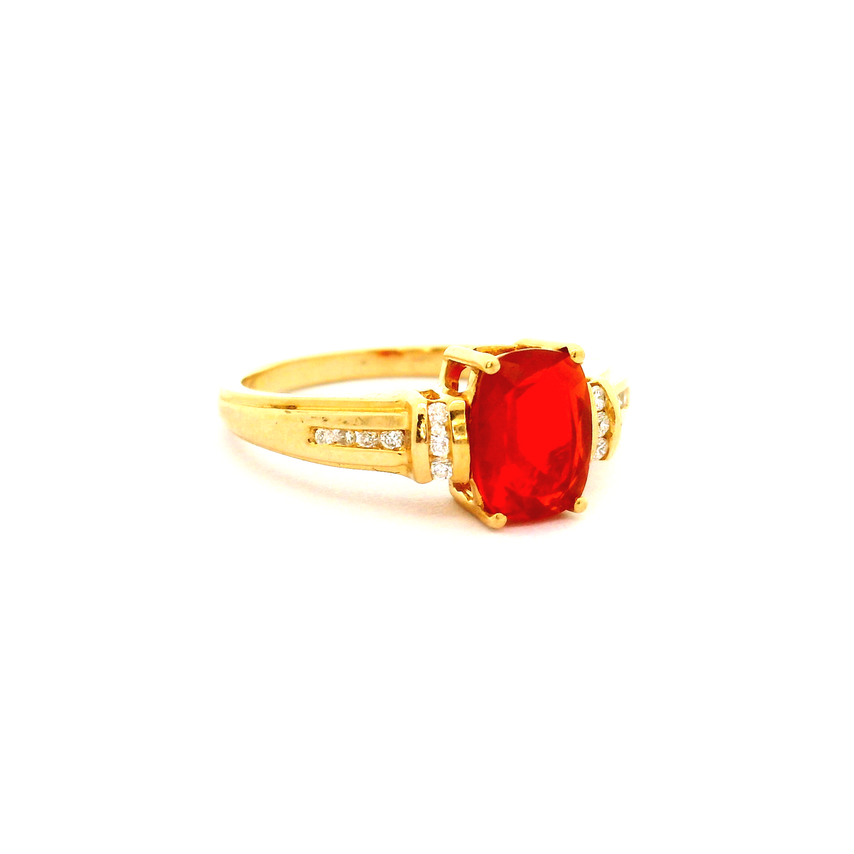 18ct Fire Opal & Diamond Ring